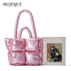 Winter Female Tote Bag Soft Nylon Casual Warm Portable