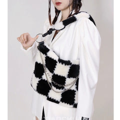 Soft Plush Shoulder Bag Faux Fur Chain Handbags Female Tote Bags