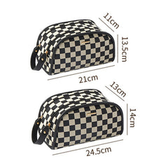 Plaid Cosmetic Bag Double Zipper Handbag Large-capacity Beauty Makeup Pouch