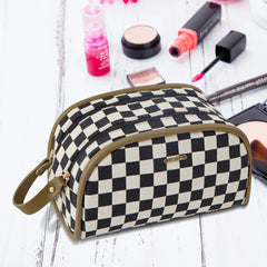 Plaid Cosmetic Bag Double Zipper Handbag Large-capacity Beauty Makeup Pouch