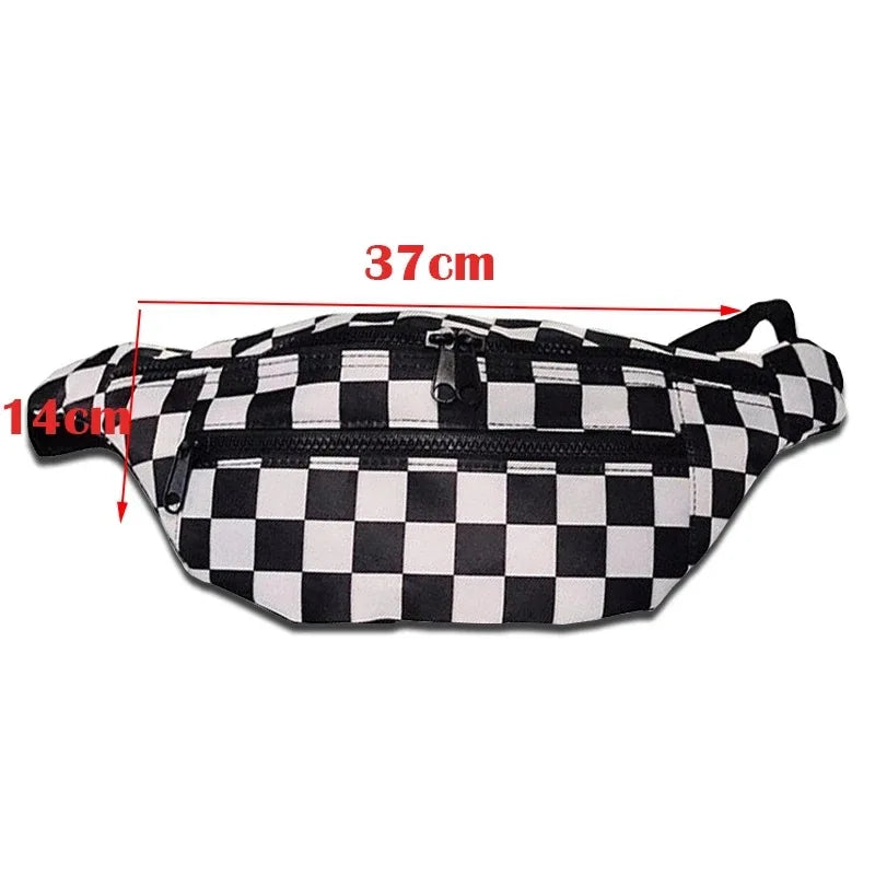 Canvas Waist Bag Women Messenger Chest Bag Double Zipper Bag
