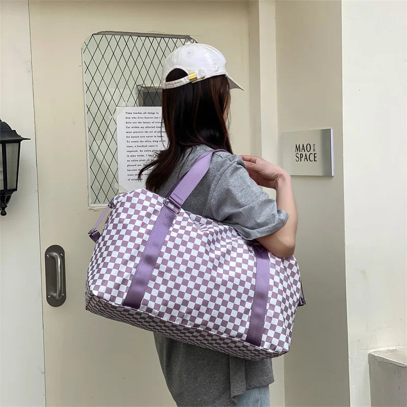 Checkerboard Travel Bag - Light Convenient Large Capacity
