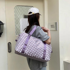 Checkerboard Travel Bag - Light Convenient Large Capacity