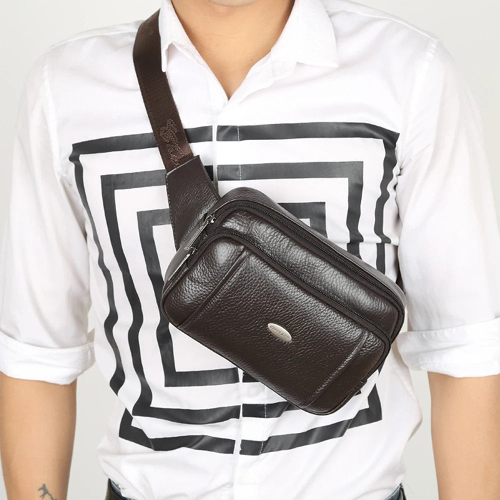 Leather Style Belt Bag Men Retro Waist Fanny Pack Coffee 7216