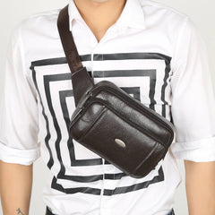Leather Style Belt Bag Men Retro Waist Fanny Pack Coffee 7216