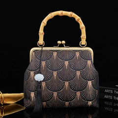Vintage Fringe Wood Hand Shell Crossbody Bag Women's Handbags