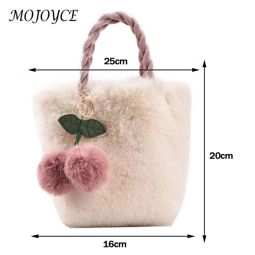 Cherry Handbags Plush Chain Portable Soft Warm Lightweight