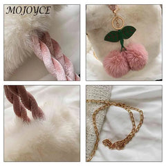 Cherry Handbags Plush Chain Portable Soft Warm Lightweight