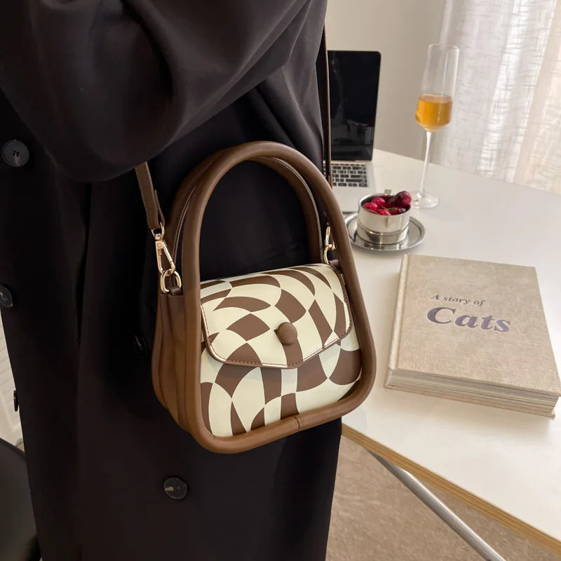 Chessboard Cartoon Handbag For Women Crossbody Bag Satchel
