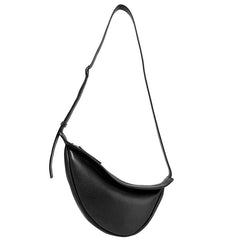 Half Moon PU Leather Chest Bag for Women Wine Red Soft