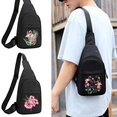 Flamingo Print Canvas Chest Bag Waist Bag Women Men Outdoors Travel Purse
