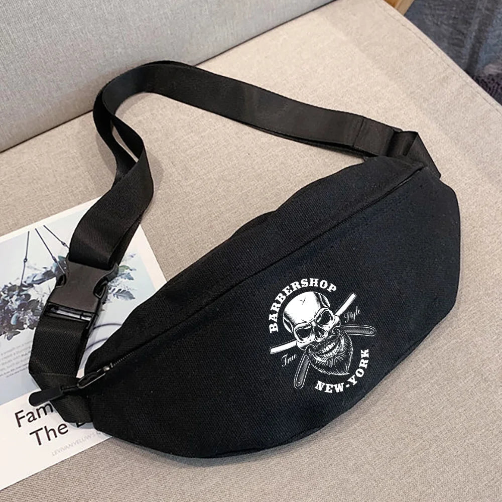 Skull Print Chest Bag Waist Pack Sports Bag Men Organizer Crossbody Bag