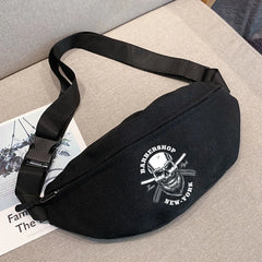 Skull Print Chest Bag Waist Pack Sports Bag Men Organizer Crossbody Bag