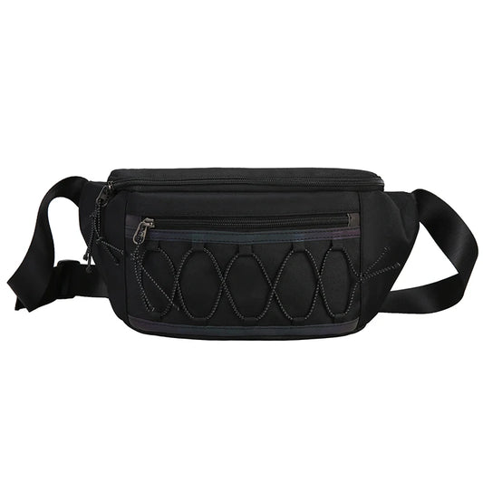 Men's Canvas Waist Bag Reflective Crossbody Pack