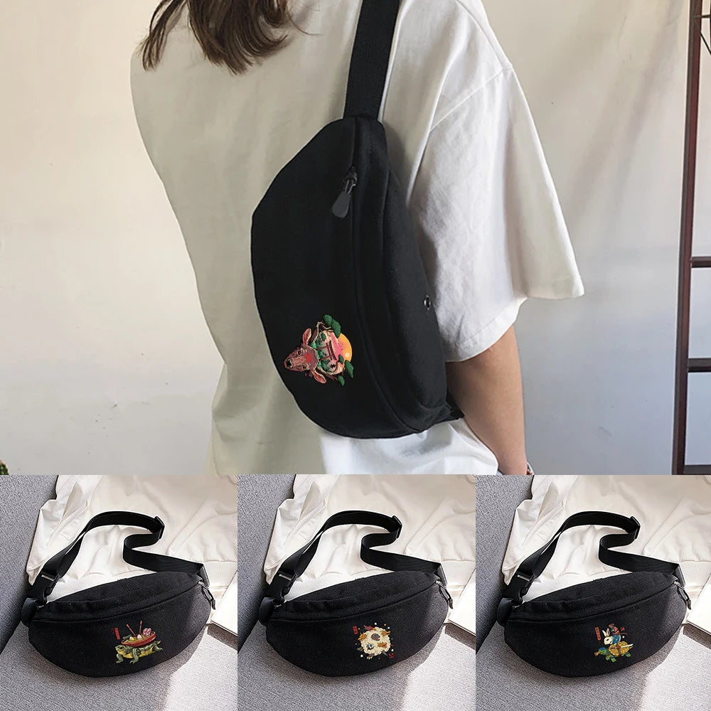 Cartoon Print Chest Bag for Outdoor Sports, Running, Cycling - Waist Bag