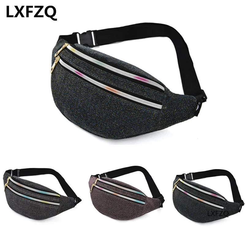 Sequin Fanny Pack Women Waist Bag Money Belt Phone Purse