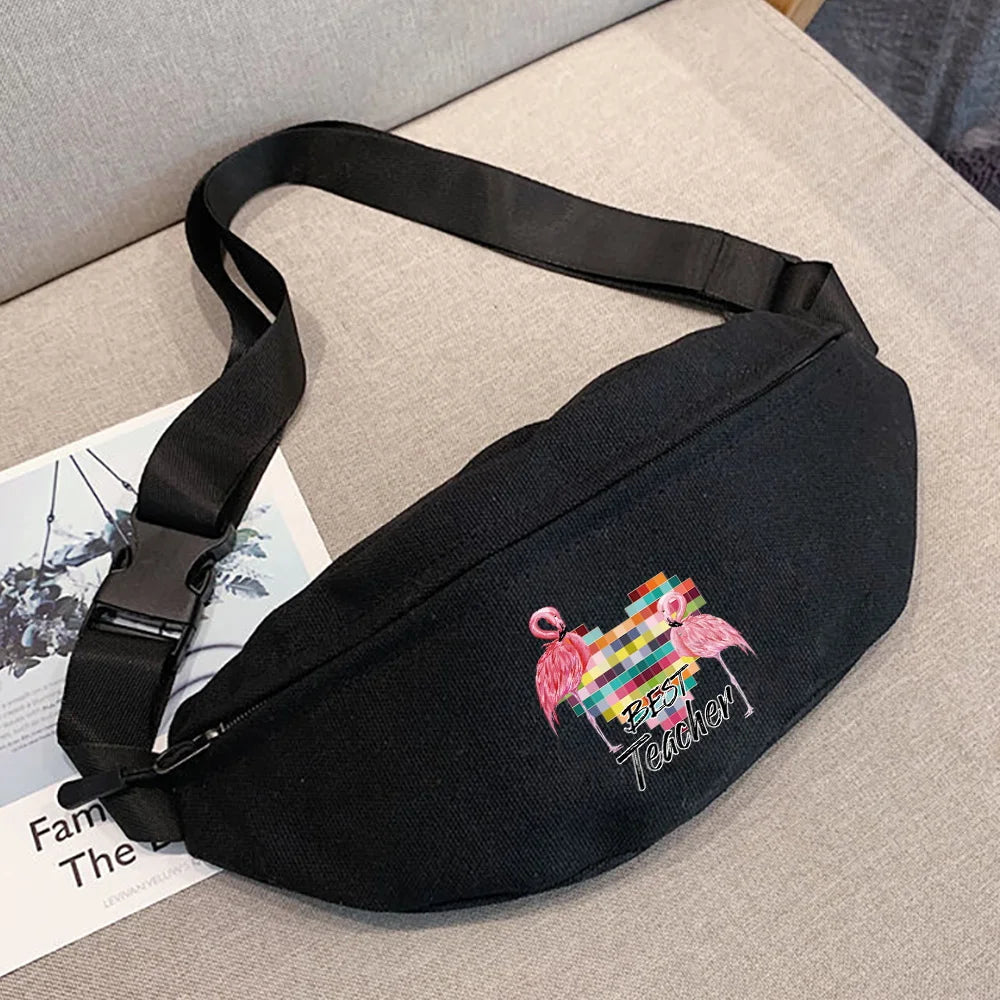Canvas Chest Bag Women Waist Pack Crossbody Bag Gym Sports Organizer