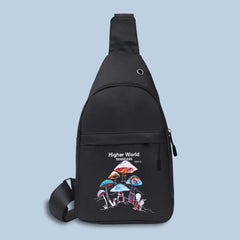 Canvas Chest Pack Crossbody Bag Mushroom Print Mini Bag