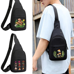 Canvas Chest Pack Crossbody Bag Mushroom Print Mini Bag
