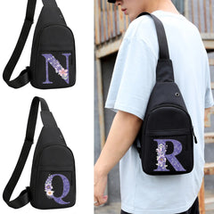 Purple Floral Letter Print Waist Bag Women's Chest Pack Travel Hip Bum Bag