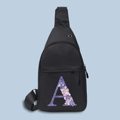 Purple Floral Letter Print Waist Bag Women's Chest Pack Travel Hip Bum Bag