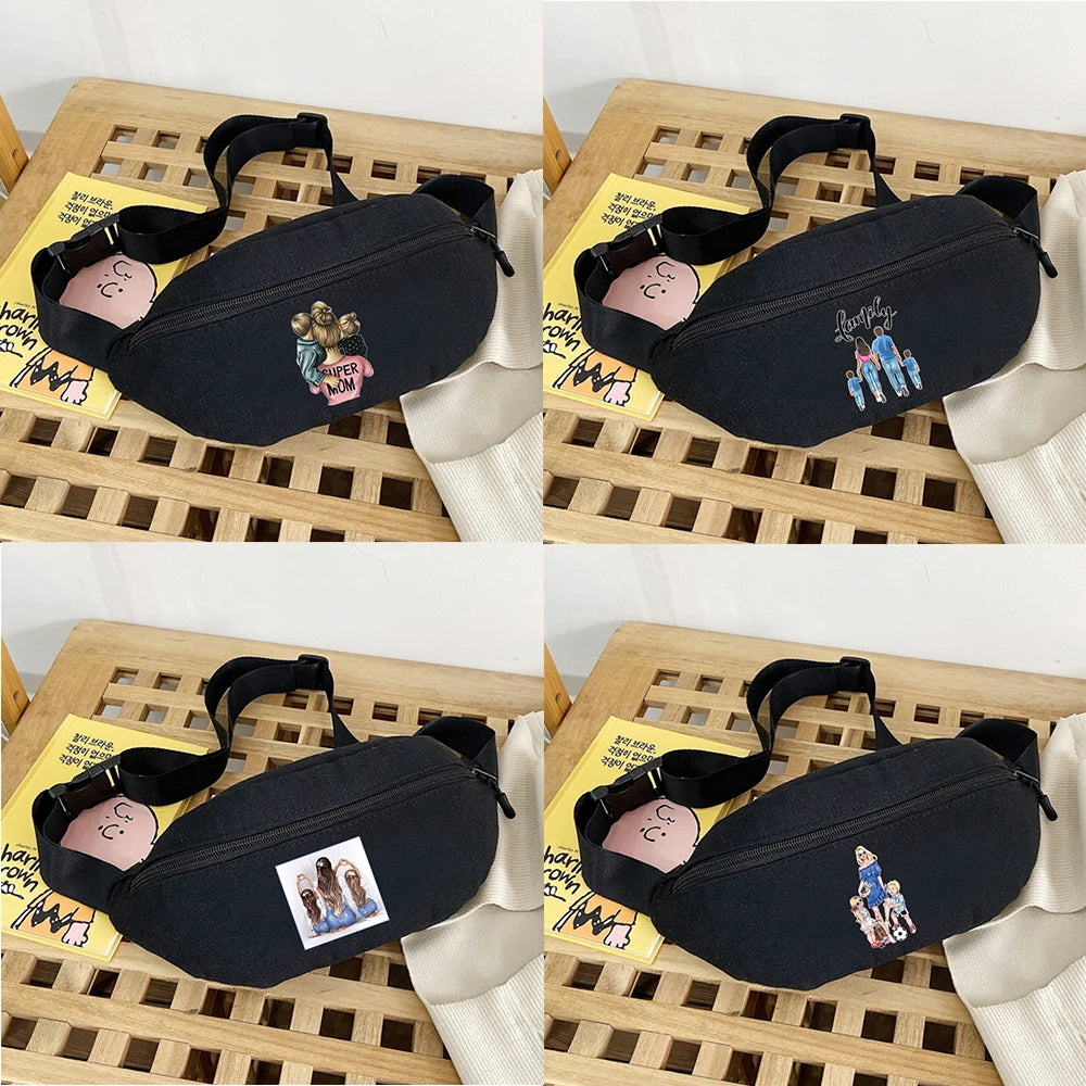 Waist Crossbody Bag for Men and Women Gift Mom Print Storage Belt Bags