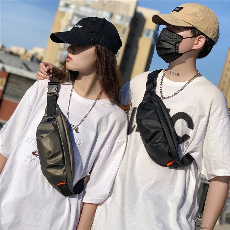 Chest bag men's fold solid shoulder bag