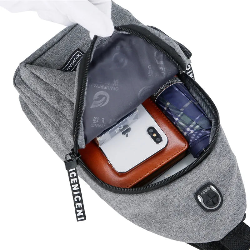 Canvas Crossbody Shoulder Bag Chest Pack Casual 7502 17X8X26cm
