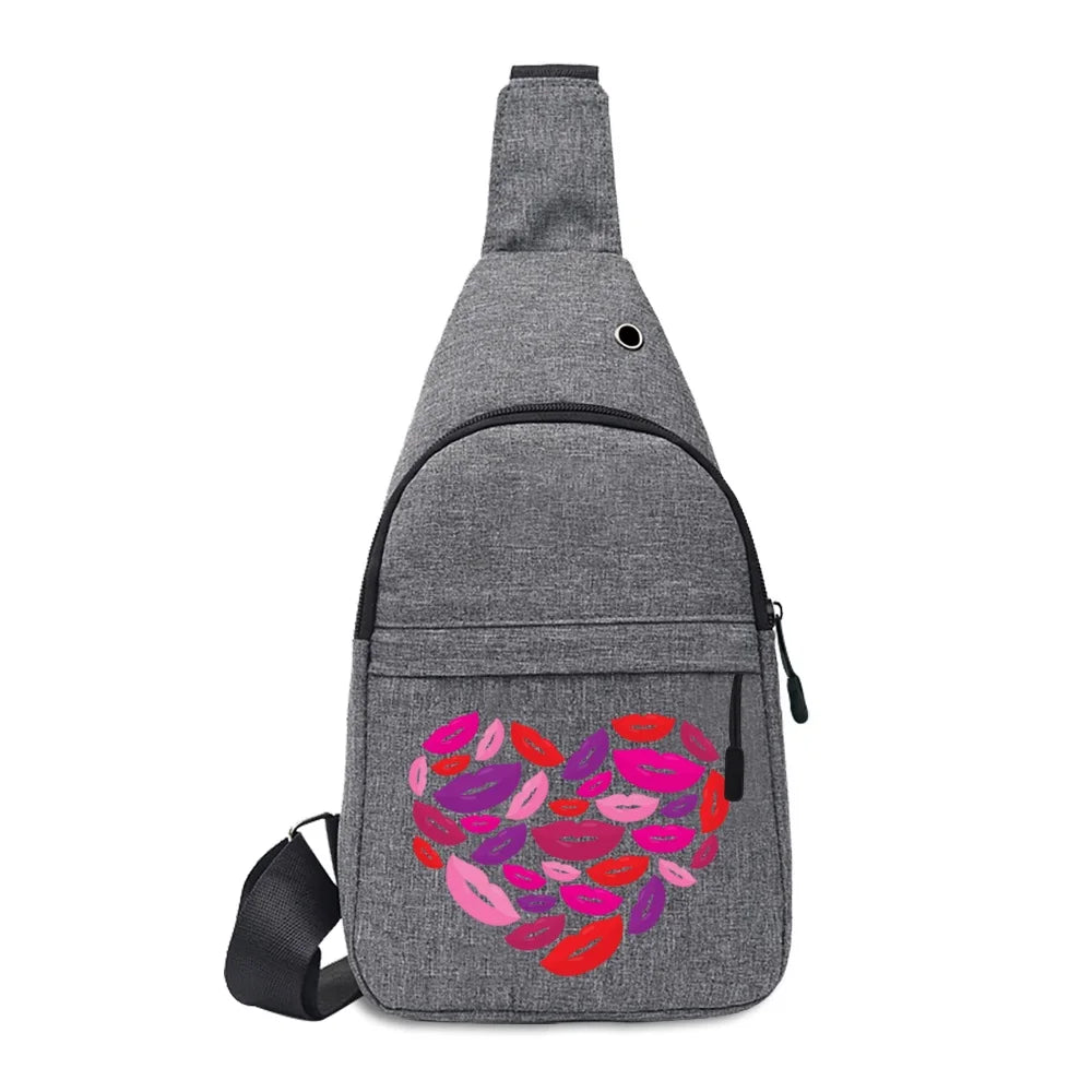 Men Outdoor Sport Chest Pack Printed Pouch Case Coin Purse Lipstick Organizer