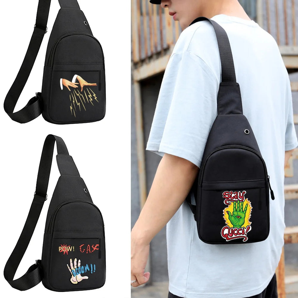 Hand Print Sport Phone Bag Travel Belt Bag Hip Waist Pack
