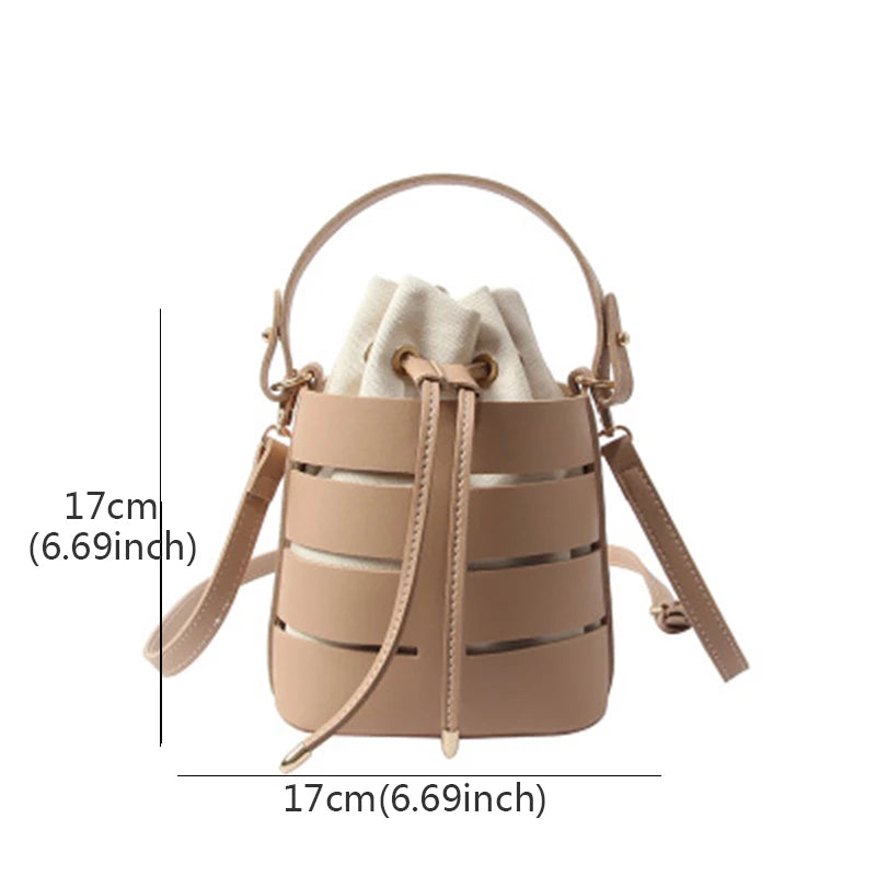 Mini Drawstring Bucket Bag for Women Shoulder Travel