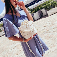 Mini Drawstring Bucket Bag for Women Shoulder Travel