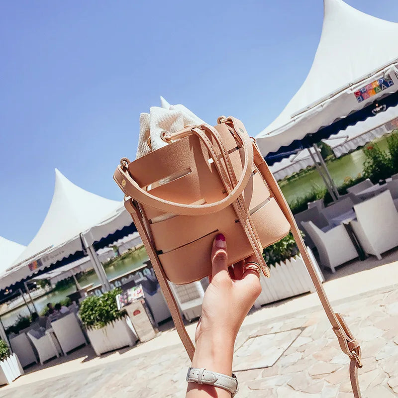 Mini Drawstring Bucket Bag for Women Shoulder Travel