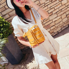 Mini Drawstring Bucket Bag for Women Shoulder Travel