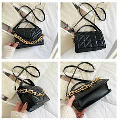 Women's Square Chains Crossbody Bag PU Leather Shoulder Purse