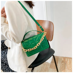 Women's Square Chains Crossbody Bag PU Leather Shoulder Purse