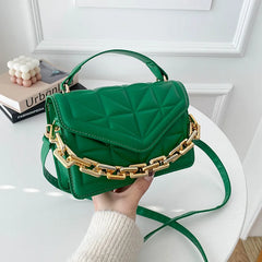 Women's Square Chains Crossbody Bag PU Leather Shoulder Purse