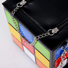 Cubic Shape Women Handbags Chains Totes Pu Leather Messenger Bag