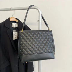 Plaid Diamond Bucket Bag Women Shoulder Bag Large Capacity Tote Crossbody