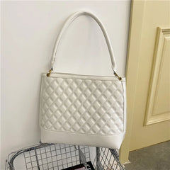 Plaid Diamond Bucket Bag Women Shoulder Bag Large Capacity Tote Crossbody