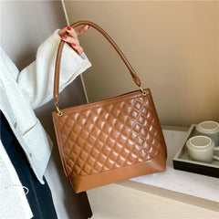 Plaid Diamond Bucket Bag Women Shoulder Bag Large Capacity Tote Crossbody