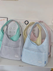 Houndstooth Plaid Shoulder Bag Harajuku Style Candy Handbags
