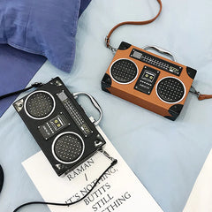 Radio-Shaped Small Square Bag Hard Shell Metal Handbag Girl Shopping Travel