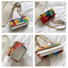 Women's PU Leather Underarm Handbag Chains Crossbody Clutch Purse