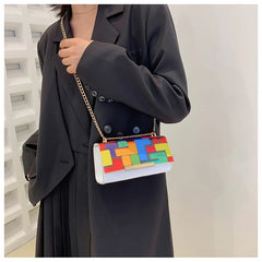 Women's PU Leather Underarm Handbag Chains Crossbody Clutch Purse