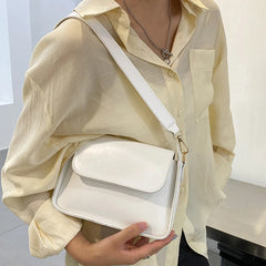 Small Flap Shoulder Bag Solid PU Leather Clutch Lady Crossbody Purse Messenger