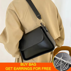 Small Flap Shoulder Bag Solid PU Leather Handbag Lady Clutch Crossbody Purse