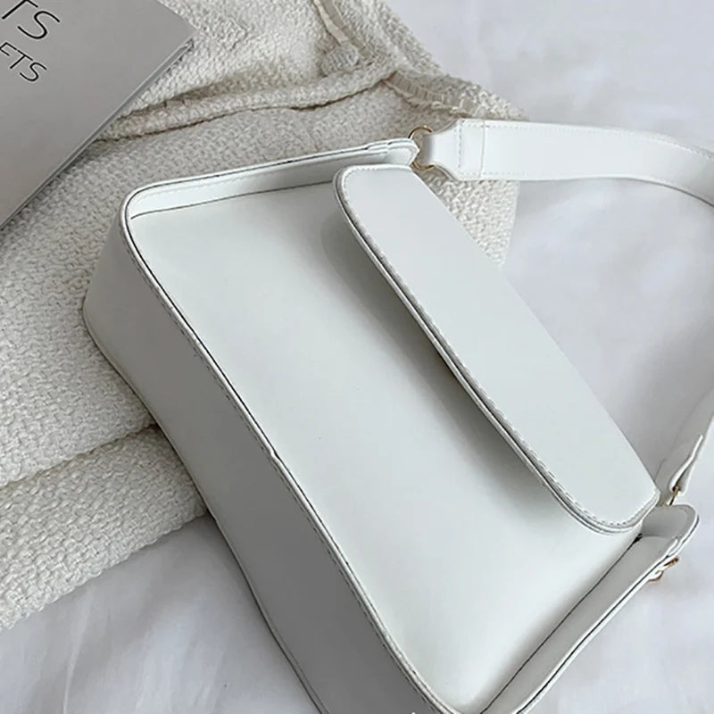 Small Flap Shoulder Bag Solid PU Leather Handbag Lady Clutch Crossbody Purse