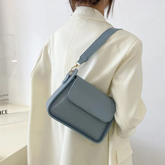Small Flap Shoulder Bag Solid PU Leather Handbag Lady Clutch Crossbody Purse