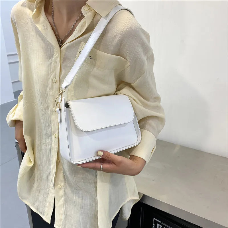 Small Flap Shoulder Bag For Women Solid Pu Leather Handbag Clutch Lady Crossbody